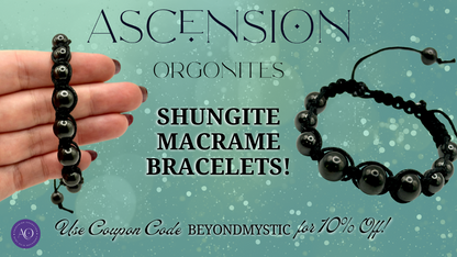 SHUNGITE MACRAME BRACELETS! - EMF Protection - Hand Cut Genuine Natural Shungite Pendant High Quality Black Lustrous Gemstone from Russia