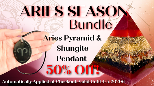 Aries Season Bundle - Aries Orgonite Pyramid & Aries Shungite Pendant - EMF Protection