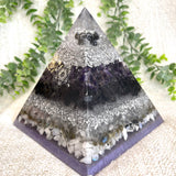 SANDRA - Orgonite Pyramid - EMF Protector - Amethyst, White Quartz, Merlinite, Black Obsidian, Labradorite and Moonstone with Aluminum Metals