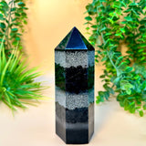 CAREER & LIFE PATH - Orgonite Tower - EMF Protector - Shungite, Black Tourmaline & Black Obsidian with Aluminum Metals