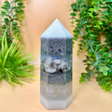 CHILDREN & CREATIVITY - Orgonite Tower - EMF Protector - Opalite, Moonstone & White Quartz with Aluminum Metals