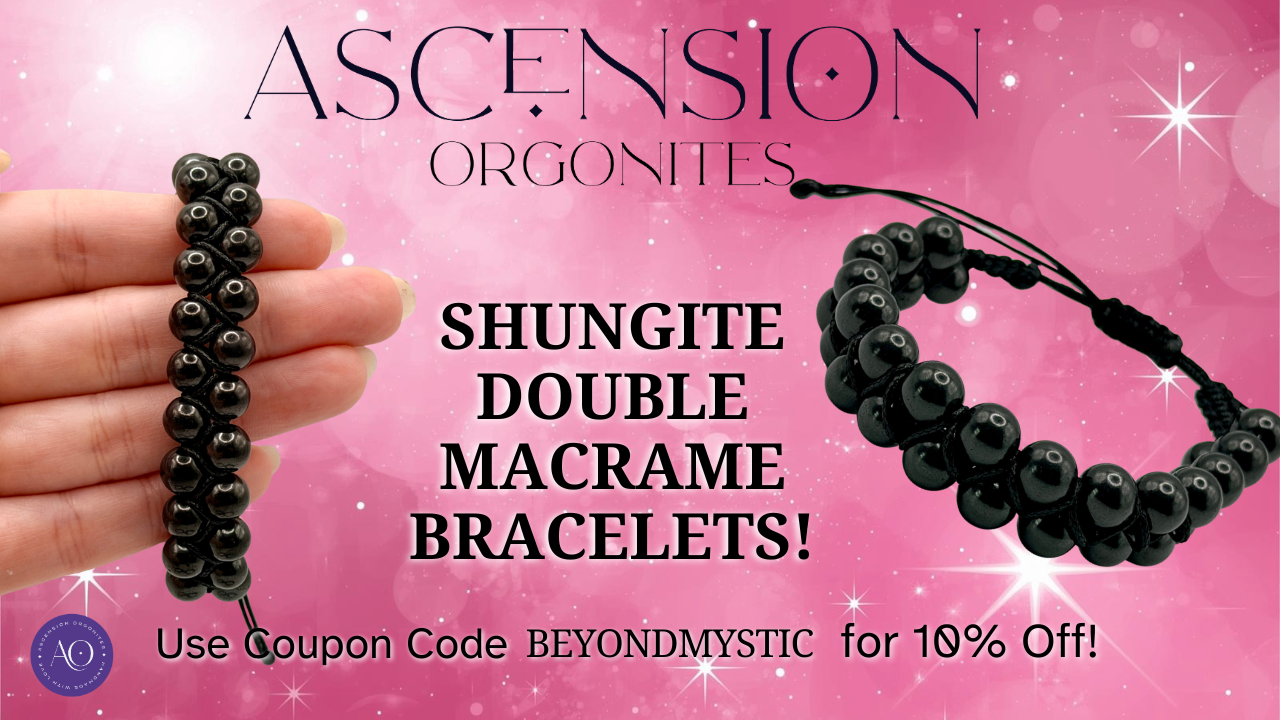 SHUNGITE DOUBLE MACRAME BRACELETS! - EMF Protection - Hand Cut Genuine Natural Shungite Bracelet High Quality Black Lustrous Gemstone from Russia