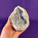 Celestite Polished Cluster, Celestite Geode Free Shape w. Druse, Standing Celestite Healing Crystal