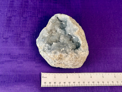Celestite Polished Cluster, Celestite Geode Free Shape w. Druse, Standing Celestite Healing Crystal