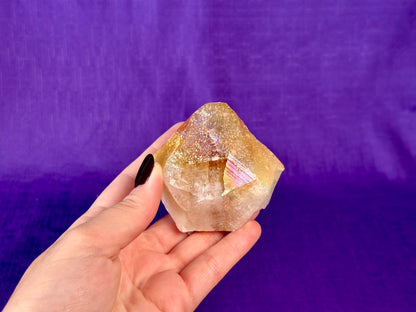 Aura Citrine Top Polished Rough Point — Semi-Raw Standing Angel Aura Citrine | Money & Success Stone