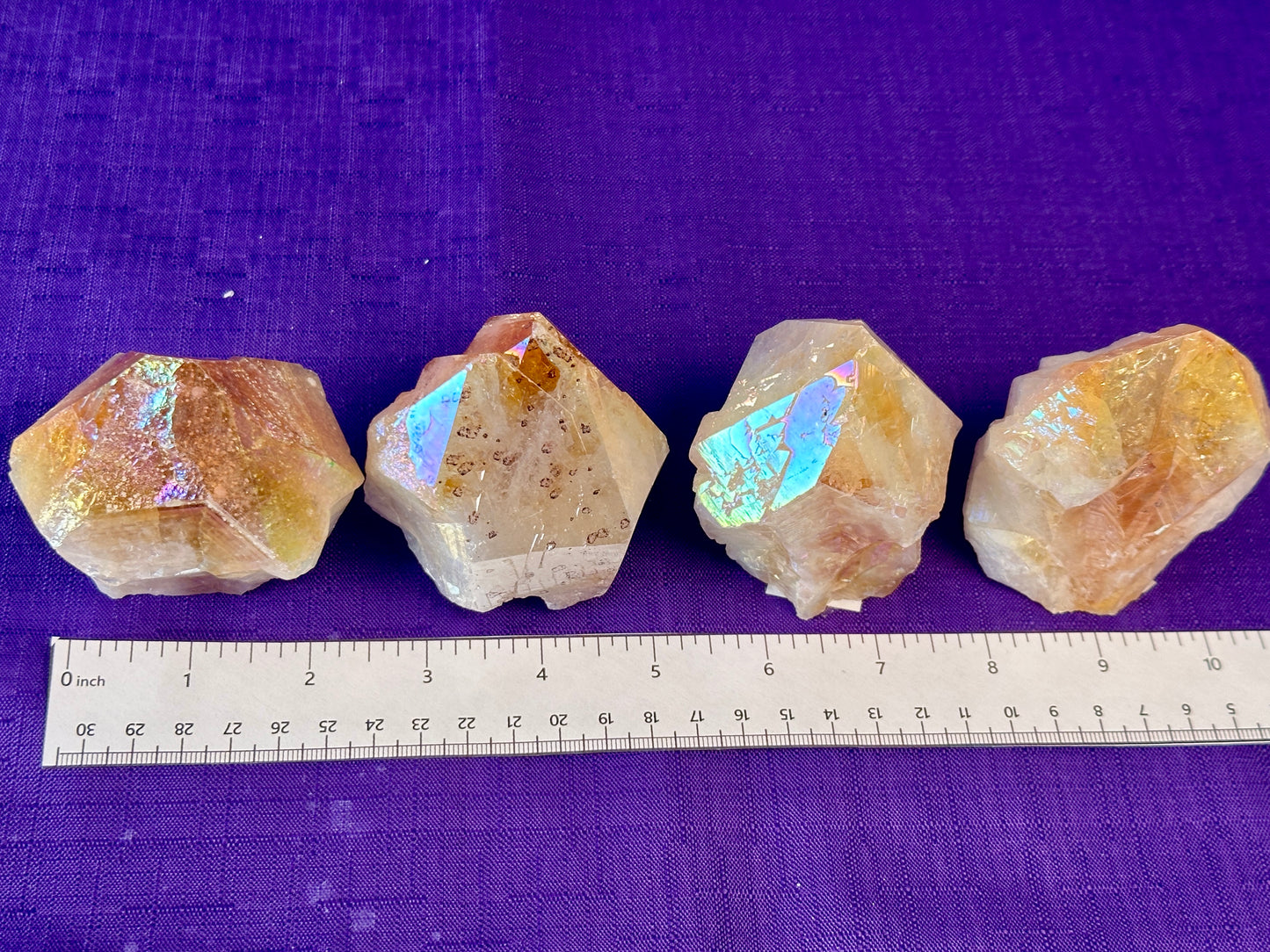 Aura Citrine Top Polished Rough Point — Semi-Raw Standing Angel Aura Citrine | Money & Success Stone