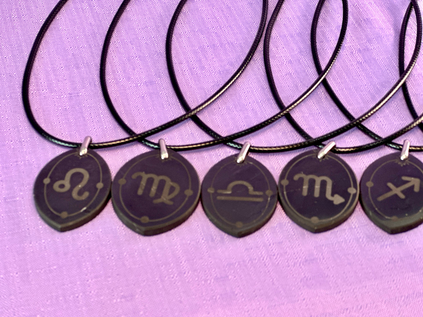 ASTROLOGY SHUNGITE PENDANTS! - EMF Protection - Hand Cut Genuine Natural Shungite Pendant High Quality Black Lustrous Gemstone from Russia