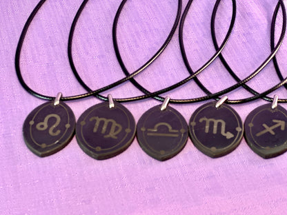 ASTROLOGY SHUNGITE PENDANTS! - EMF Protection - Hand Cut Genuine Natural Shungite Pendant High Quality Black Lustrous Gemstone from Russia