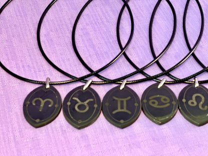 ASTROLOGY SHUNGITE PENDANTS! - EMF Protection - Hand Cut Genuine Natural Shungite Pendant High Quality Black Lustrous Gemstone from Russia