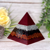 ACTION - Beginners Series  - Orgonite Pyramid - EMF Protector - Garnet, Red Jasper and Aluminum Metals