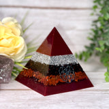 ACTION - Beginners Series  - Orgonite Pyramid - EMF Protector - Garnet, Red Jasper and Aluminum Metals
