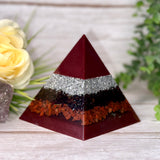 ACTION - Beginners Series  - Orgonite Pyramid - EMF Protector - Garnet, Red Jasper and Aluminum Metals