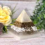 PEACE - Beginners Series  - Orgonite Pyramid - EMF Protector -Howlite, Aura Quartz and Brass Metals