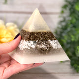 PEACE - Beginners Series  - Orgonite Pyramid - EMF Protector -Howlite, Aura Quartz and Brass Metals