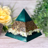 SURRENDER - Beginners Series  - Orgonite Pyramid - EMF Protector - Unakite, Chrysoprase and Brass Metals
