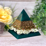 SURRENDER - Beginners Series  - Orgonite Pyramid - EMF Protector - Unakite, Chrysoprase and Brass Metals