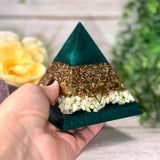 SURRENDER - Beginners Series  - Orgonite Pyramid - EMF Protector - Unakite, Chrysoprase and Brass Metals