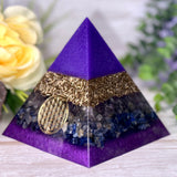 UNDERSTANDING - Beginners Series  - Orgonite Pyramid - EMF Protector - Ametrine, Sodalite and Brass Metals