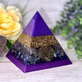 UNDERSTANDING - Beginners Series  - Orgonite Pyramid - EMF Protector - Ametrine, Sodalite and Brass Metals