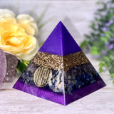 UNDERSTANDING - Beginners Series  - Orgonite Pyramid - EMF Protector - Ametrine, Sodalite and Brass Metals