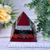 ACTION - Beginners Series  - Orgonite Pyramid - EMF Protector - Garnet, Red Jasper and Aluminum Metals
