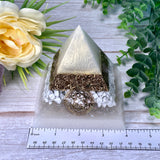 PEACE - Beginners Series  - Orgonite Pyramid - EMF Protector -Howlite, Aura Quartz and Brass Metals