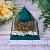 SURRENDER - Beginners Series  - Orgonite Pyramid - EMF Protector - Unakite, Chrysoprase and Brass Metals