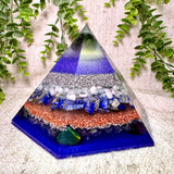 STARSEEDS - Special Edition Hexagonal Pyramid! - EMF Protector - Tektite, Aquamarine, Lapis Lazuli, Aura Quartz and Rainbow Hematite with Aluminum and Copper Metals