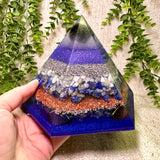STARSEEDS - Special Edition Hexagonal Pyramid! - EMF Protector - Tektite, Aquamarine, Lapis Lazuli, Aura Quartz and Rainbow Hematite with Aluminum and Copper Metals