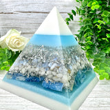 CRISTINA - Orgonite Pyramid - EMF Protector - Opalite, Blue Lage Agate, White Milky Quartz, Blue Kyanite and Aluminum Metals