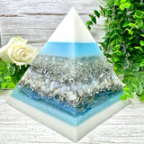 CRISTINA - Orgonite Pyramid - EMF Protector - Opalite, Blue Lage Agate, White Milky Quartz, Blue Kyanite and Aluminum Metals
