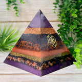 ORION - Orgonite Pyramid - EMF Protector - Garnet, Mahogany Obsidian, Shungite, Rhodonite with Copper & Brass Metals