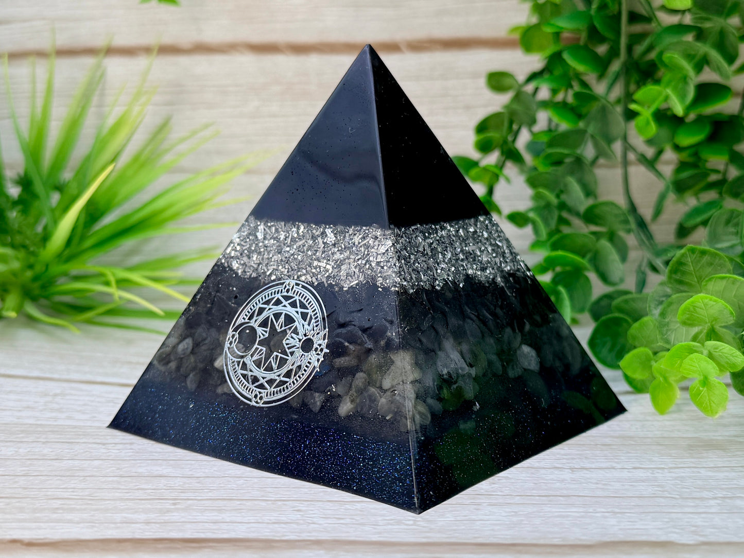 SHADOW WORK - Beginners Series  - Orgonite Pyramid - EMF Protector - Smoky Quartz, Labradorite & Aluminum Metals