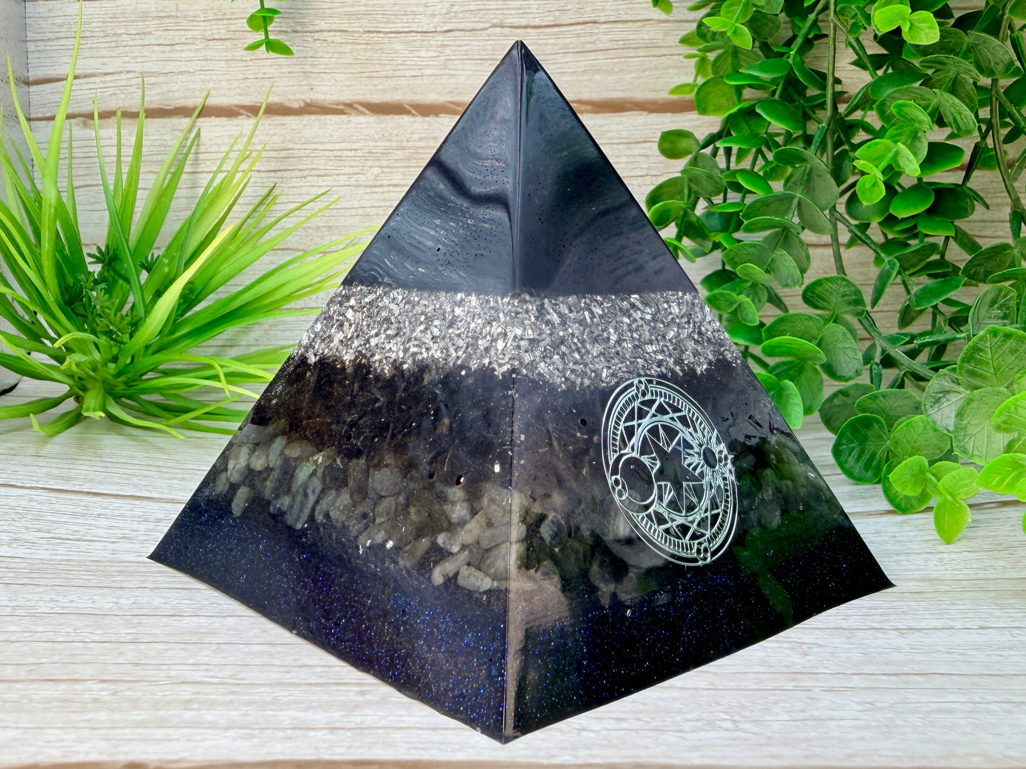 SHADOW WORK - Beginners Series  - Orgonite Pyramid - EMF Protector - Smoky Quartz, Labradorite & Aluminum Metals