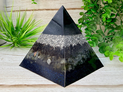 SHADOW WORK - Beginners Series  - Orgonite Pyramid - EMF Protector - Smoky Quartz, Labradorite & Aluminum Metals