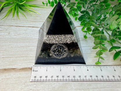 SHADOW WORK - Beginners Series  - Orgonite Pyramid - EMF Protector - Smoky Quartz, Labradorite & Aluminum Metals
