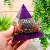 COMPASSION - Beginners Series  - Orgonite Pyramid - EMF Protector - Strawberry Quartz, Rhodonite & Aluminum Metals