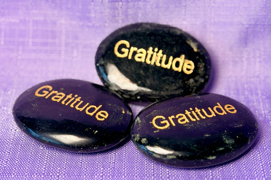 Black Obsidian "Gratitude" Palm Stone
