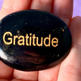Black Obsidian "Gratitude" Palm Stone