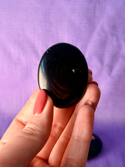 Black Obsidian "Gratitude" Palm Stone