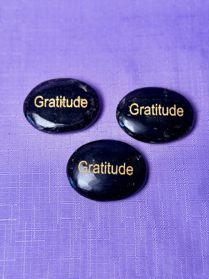Black Obsidian "Gratitude" Palm Stone