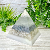 CLEARING - Beginners Series  - Orgonite Pyramid - EMF Protector - Moonstone, White Milky Quartz with Aluminum Metal