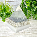 CLEARING - Beginners Series  - Orgonite Pyramid - EMF Protector - Moonstone, White Milky Quartz with Aluminum Metal