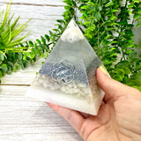 CLEARING - Beginners Series  - Orgonite Pyramid - EMF Protector - Moonstone, White Milky Quartz with Aluminum Metal