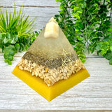 HAPPINESS & JOY - Beginners Series  - Orgonite Pyramid - EMF Protector - Orange Calcite, Yellow Aventurine with Brass Metal