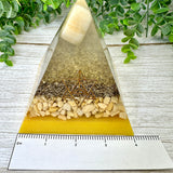 HAPPINESS & JOY - Beginners Series  - Orgonite Pyramid - EMF Protector - Orange Calcite, Yellow Aventurine with Brass Metal