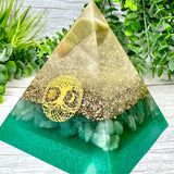 ABUNDANCE - Beginners Series  - Orgonite Pyramid - EMF Protector - Green Opal, Green Aventurine with Brass Metal