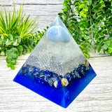 WISDOM & FREEDOM - Beginners Series  - Orgonite Pyramid - EMF Protector - Angelite, Lapis Lazuli with Aluminum Metal