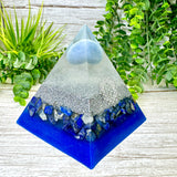 WISDOM & FREEDOM - Beginners Series  - Orgonite Pyramid - EMF Protector - Angelite, Lapis Lazuli with Aluminum Metal