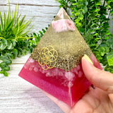 LOVE & ROMANCE - Beginners Series  - Orgonite Pyramid - EMF Protector - Rhodonite, Rose Quartz with Brass Metal